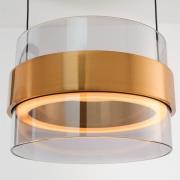 Brilliant LED-hänglampa Inside, mässingsfärgad/rökgrå, Ø 22 cm