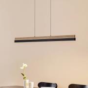 Lucande LED-pendellampa Holven, trä, CCT, längd 113 cm