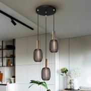 Schuller Valencia Micron LED-pendellampa, tre lampor, svart, guld