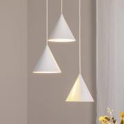 TK Lighting Cono pendellampa, tre ljuskällor, rund, Ø 42 cm, vit