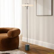 Lindby golvlampa Branford, retro, vit/grön, opalglas/marmor