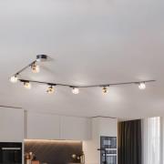 Lindby Lumaro skensystem, spotlights, 7 lampor, guld, Ø8cm,48V,dimbar