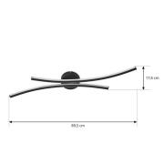 Lindby LED-taklampa Ravion, 90 cm, svart, 3 000 K