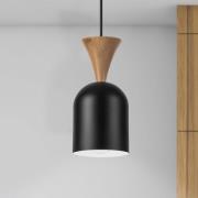 Lamkur Pendellampa Nolan, Ø 11 cm, svart/ek, metall/trä