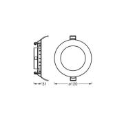 OSRAM LED-takinbyggnadslampa SLIM, Ø 12 cm, 6 500 K, vit