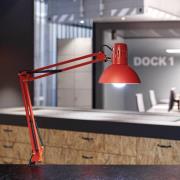 LED-klämlampa MAULstudy, röd, stål, höjd 44 cm, E27