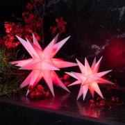 STERNTALER LED-stjärna, rosa, Ø 8 cm, 18 taggar, IP44 batteri