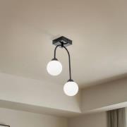 Lamkur Lighting Taklampa Bandi, svart/opal, 2 lampor, G9