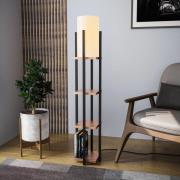 Opviq Golvlampa Shelf, svart/koppar, tyg, höjd 130 cm, E27