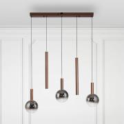 Paul Neuhaus LED-hänglampa Bowl, längd 100 cm, brun/grå