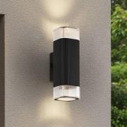 Lindby utomhusvägglampa Halvar, svart, 24 cm, 2 x GU10, IP65