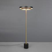 Trio Lighting LED-golvlampa Keaton, svart/guldfärgad, höjd 138 cm, CCT