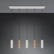 Trio Lighting Hänglampa Soka, brun/grå, längd 85 cm, metall, 5 lampor.