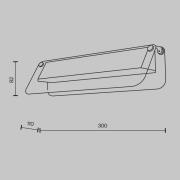 Maytoni LED-vägglampa FLAT, grå/mässing, bredd 30 cm, glas/metall
