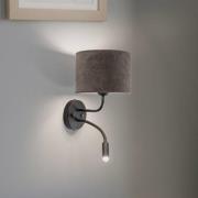 Duolla Vägglampa Roller, sladd mörkgrå, svart, med läslampa