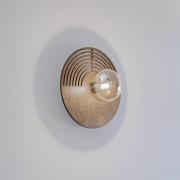 TK Lighting Vägglampa Lunar, vit/träfärgad, Ø 30 cm, G9