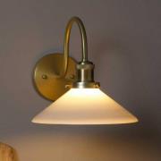 PR Home Vägglampa August, guldfärgad/opal, höjd 25 cm, E27