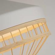 Searchlight Pendellampa Lanya, vit, stål/bambu, Ø 30 cm, E27