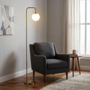 Opviq Golvlampa Viran, antik guld, glas, höjd 146 cm, E14