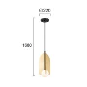 Viokef Hänglampa Fedora, Ø 22 cm, guldfärgad, metall/glas