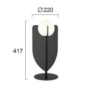 Viokef Bordslampa Fedora, höjd 42 cm, svart, metall/glas