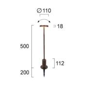 Viokef LED-sockellampa Tango rostbrun, höjd 50 cm metall, jordspett