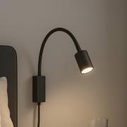 FISCHER & HONSEL LED-vägglampa Justi, sand svart, höjd 52 cm, metall