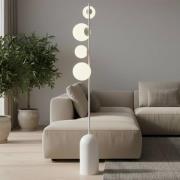 EMIBIG LIGHTING Golvlampa Etno LP4, vit, glas/stål, höjd 140 cm, G9