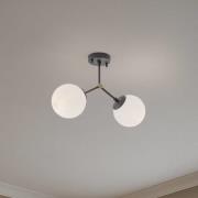 Opviq Taklampa Damar, svart, glas, 2 lampor, längd 44 cm