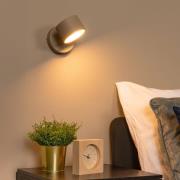 Lucide LED-vägglampa Gian, taupe, bredd 11 cm, metall