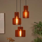 Lucide Hänglampa Rollo, terrakotta, Ø 50 cm, tyg/metall, 3 lampor