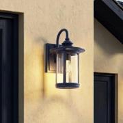 Lindby utomhusvägglampa Zayn, blå, glas, höjd 33 cm, IP23