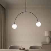 Domiluce Hänglampa Nova, glas/metall, svart/vit, 2 lampor