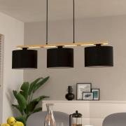 EGLO Castralvo hängande lampa, längd 97,5 cm, svart, 3-ljus, tyg