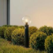 Lindby sockellampa Dangan, svart/klar 60 cm, glas, sensor