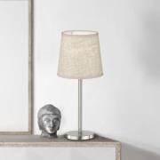 FISCHER & HONSEL Bordslampa Rimini, sand/nickel, textil, höjd 30 cm, E...