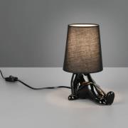 Reality Leuchten Bordslampa Huma, svart, höjd 25 cm, textil/keramik, E...