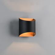 Reality Leuchten Vägglampa Samdel, svart-guld, höjd 12 cm Metall G9 up...