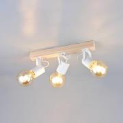 Reality Leuchten Taklampa Lynar, vit, trä, metall, längd 42 cm, 3 lamp...