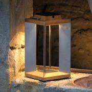 Les Jardins Teckinox LED-sollykta, teak/stål, 36,5 cm