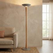 Aluminor Eden LED-uplight-golvlampa, päronträ, grå, 4 000 K