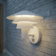 Lucande LED-utomhusvägglampa Montaro, vit, IP54, sensor