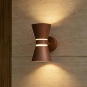 Lucande LED-utomhusvägglampa Meravi, brun, 2 lampor, IP44