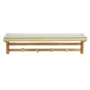 Nordal - BALI rattan shelf w/4 hooks, top glass