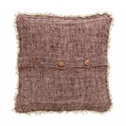 Nordal - Cushion cover, burgundy, linen w/fringes