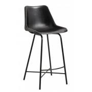 Nordal - VEGA bar chair, leather, iron, black