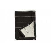 Nordal - Tea towel, check/stripe, black/natural