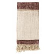 Nordal - Bed cover, linen, burgundy/rose, fringes