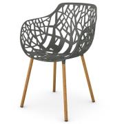 Fast, Forest karmstol med Iroko klädda ben Metallic Grey