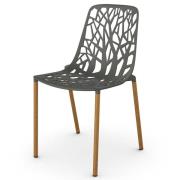 Fast, Forest matstol med Iroko klädda ben Metallic Grey